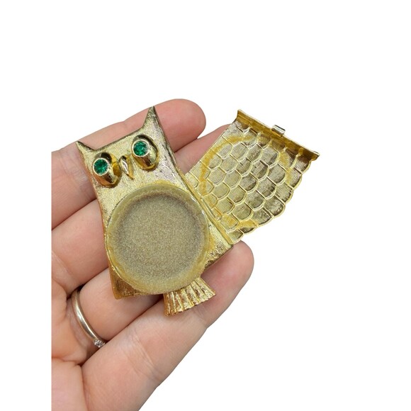 Vintage Avon Owl Solid Perfume Brooch Pin – “somewhere !” 1970s Goldtone - Picture 4 of 4